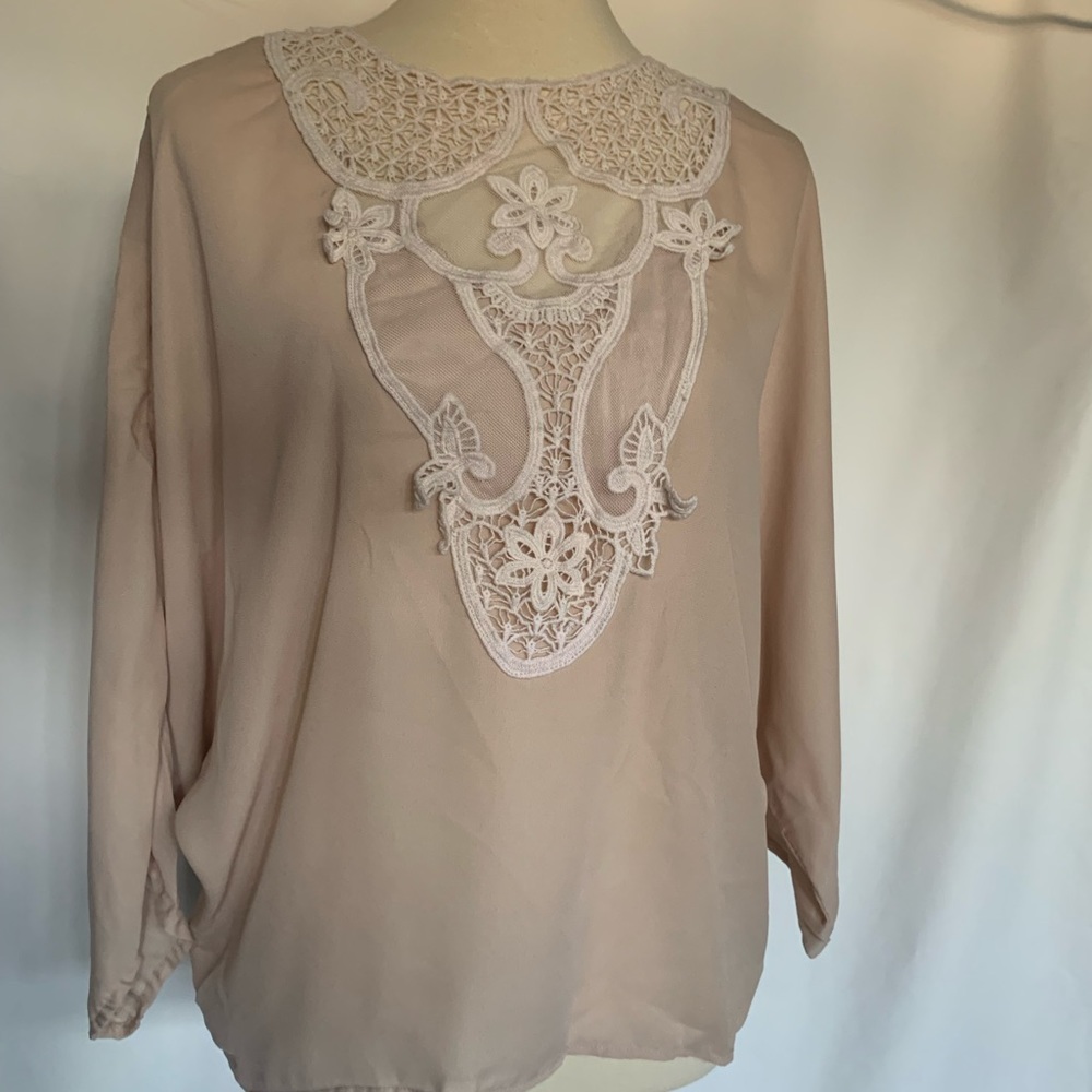 Beige Nude top with Lace Detail